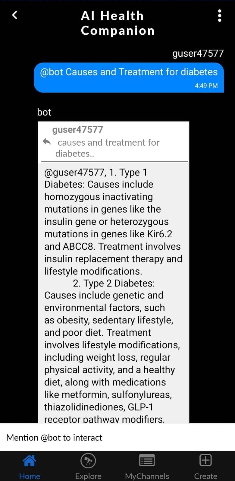 AI Health Companion app screenshot